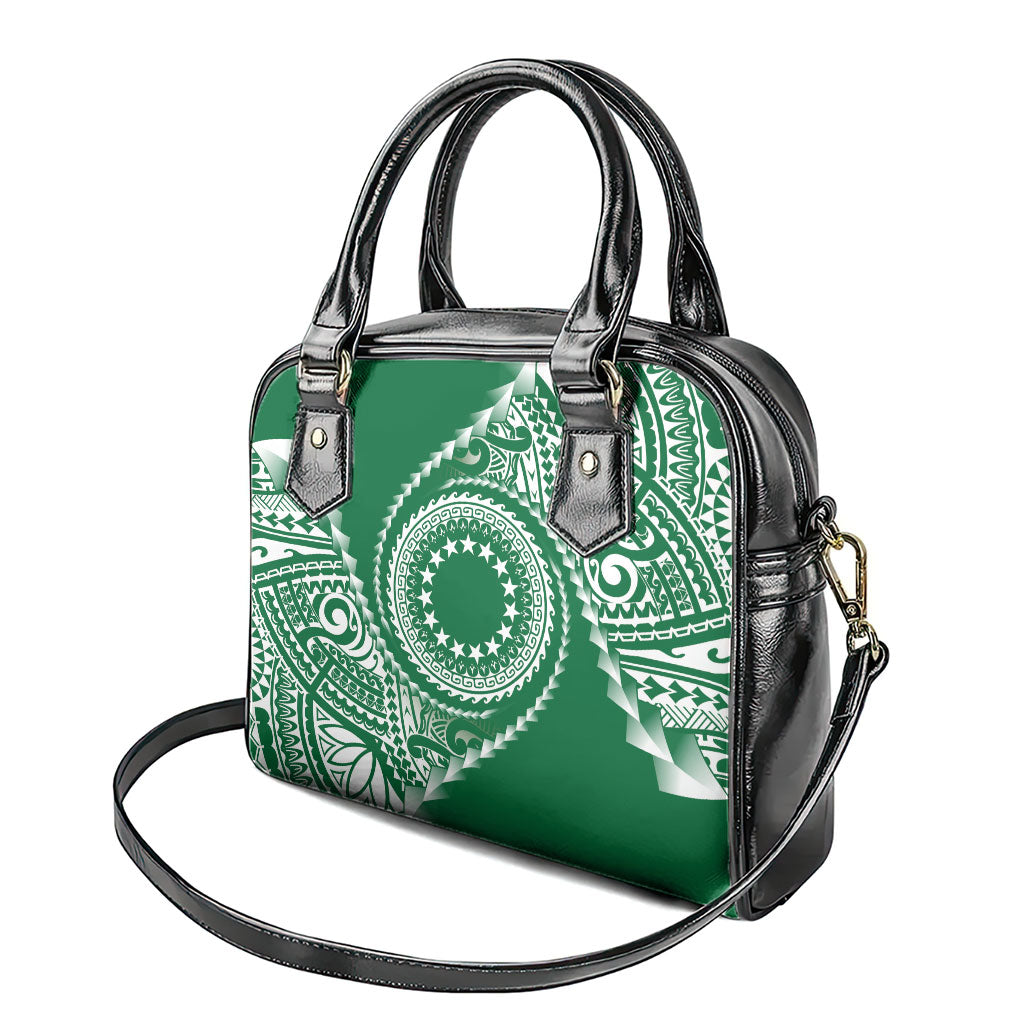 Cook Islands Gospel Day Shoulder Handbag Green Tribal Curves LT05 - Polynesian Pride