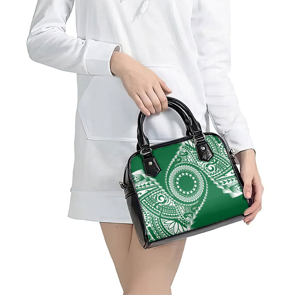 Cook Islands Gospel Day Shoulder Handbag Green Tribal Curves LT05 - Polynesian Pride