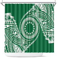 Cook Islands Gospel Day Shower Curtain Green Tribal Curves LT05 Green - Polynesian Pride