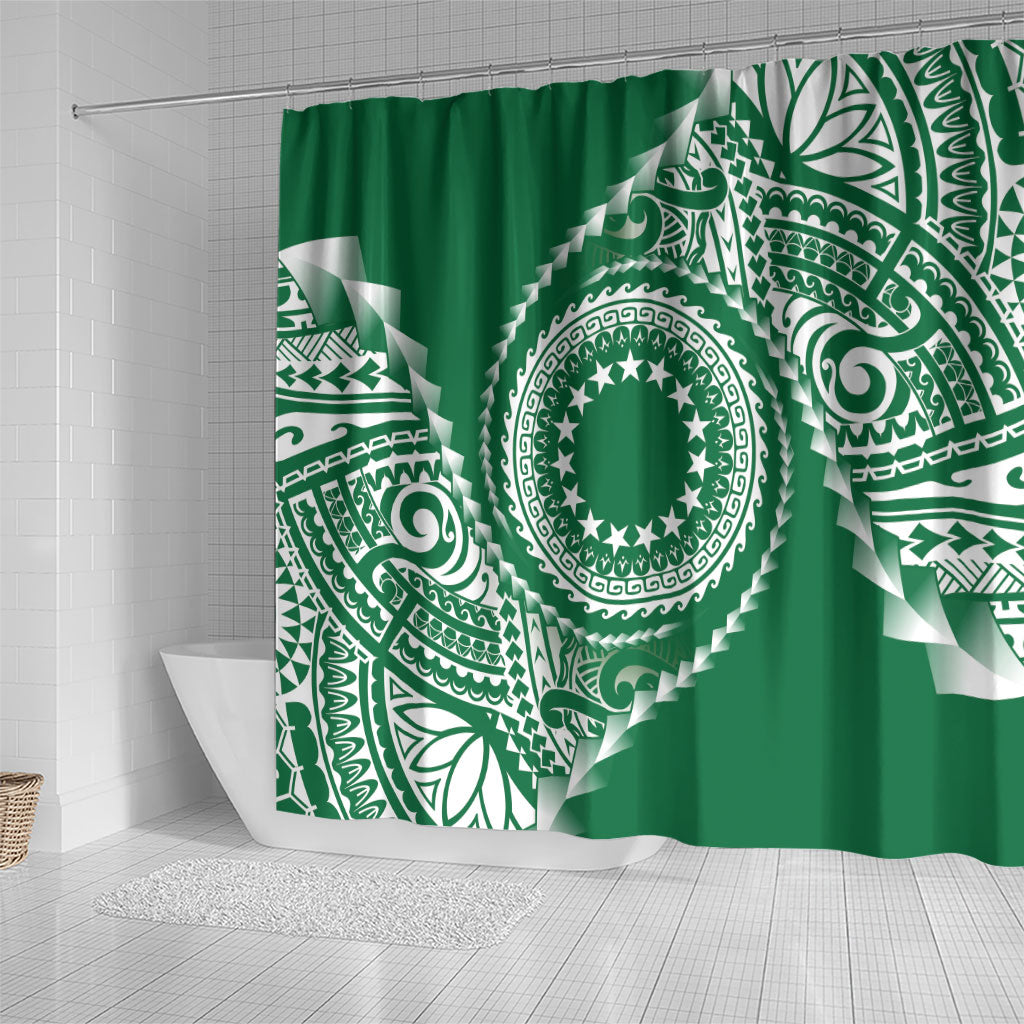 Cook Islands Gospel Day Shower Curtain Green Tribal Curves LT05 - Polynesian Pride