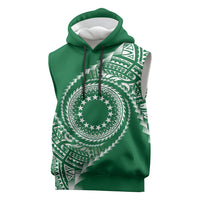 Cook Islands Gospel Day Sleeveless Hoodie Green Tribal Curves LT05 Green - Polynesian Pride