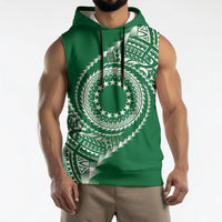 Cook Islands Gospel Day Sleeveless Hoodie Green Tribal Curves LT05 - Polynesian Pride