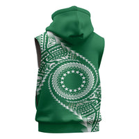 Cook Islands Gospel Day Sleeveless Zip Hoodie Green Tribal Curves LT05 - Polynesian Pride