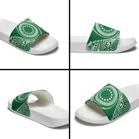 Cook Islands Gospel Day Slide Sandals Green Tribal Curves LT05 - Polynesian Pride