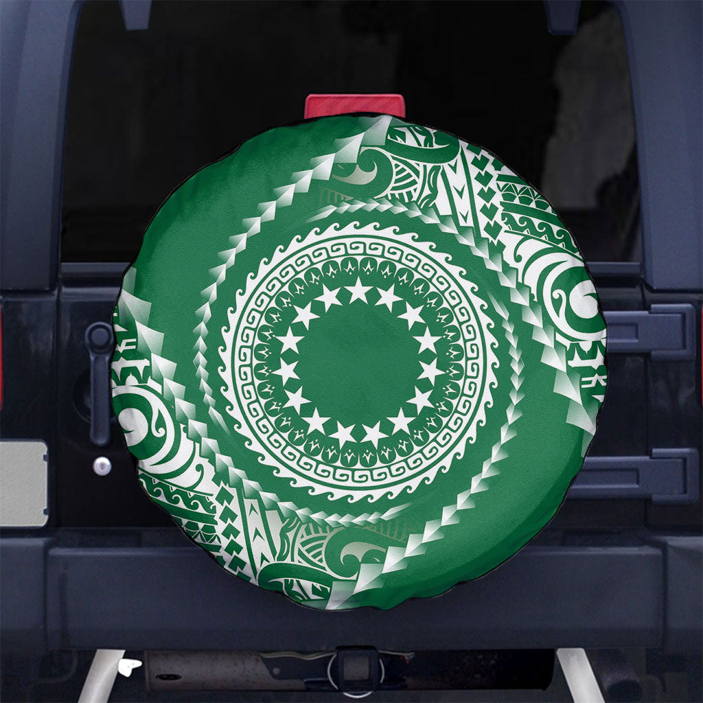 Cook Islands Gospel Day Spare Tire Cover Green Tribal Curves LT05 No hole Green - Polynesian Pride