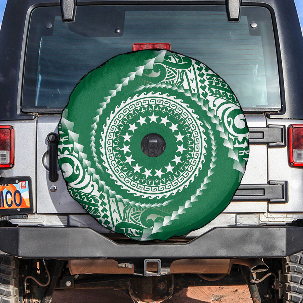 Cook Islands Gospel Day Spare Tire Cover Green Tribal Curves LT05 Green - Polynesian Pride