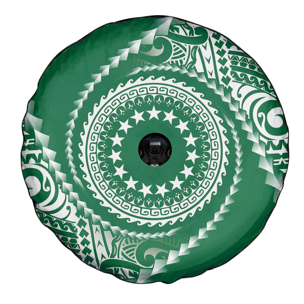 Cook Islands Gospel Day Spare Tire Cover Green Tribal Curves LT05 - Polynesian Pride