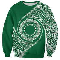 Cook Islands Gospel Day Sweatshirt Green Tribal Curves LT05 Unisex Green - Polynesian Pride