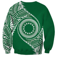 Cook Islands Gospel Day Sweatshirt Green Tribal Curves LT05 - Polynesian Pride