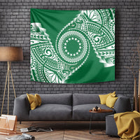 Cook Islands Gospel Day Tapestry Green Tribal Curves LT05 Green - Polynesian Pride
