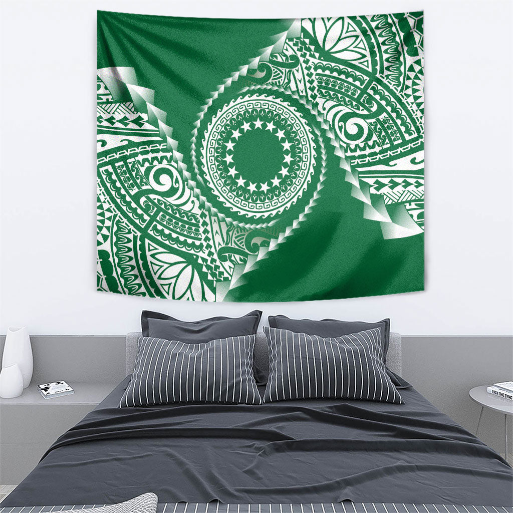 Cook Islands Gospel Day Tapestry Green Tribal Curves LT05 - Polynesian Pride