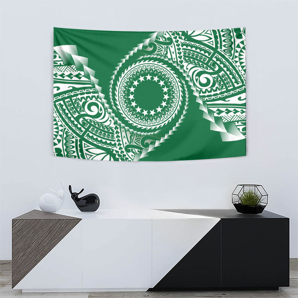 Cook Islands Gospel Day Tapestry Green Tribal Curves LT05 - Polynesian Pride