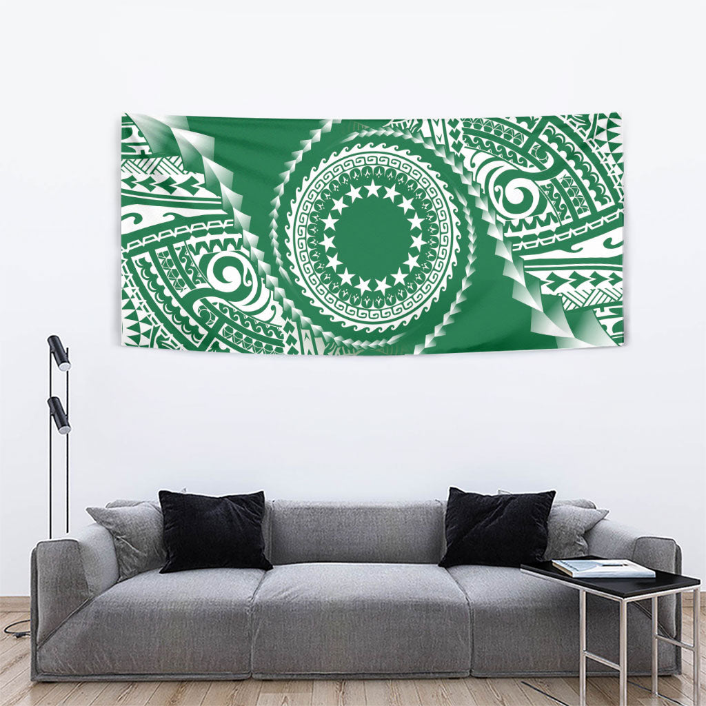 Cook Islands Gospel Day Tapestry Green Tribal Curves LT05 - Polynesian Pride