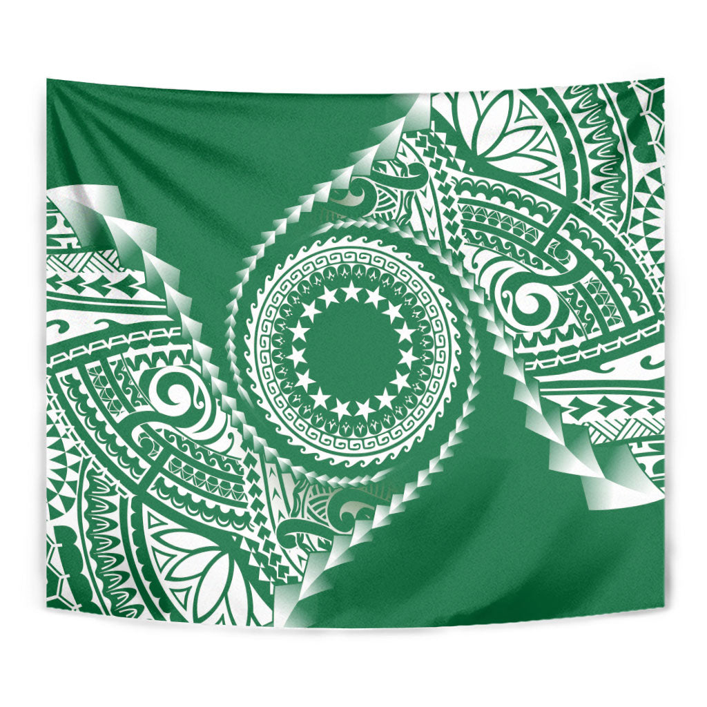 Cook Islands Gospel Day Tapestry Green Tribal Curves LT05 - Polynesian Pride