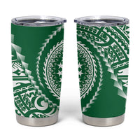 Cook Islands Gospel Day Tumbler Cup Green Tribal Curves LT05 Green - Polynesian Pride