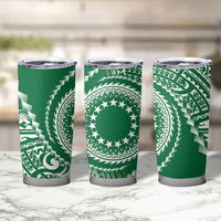 Cook Islands Gospel Day Tumbler Cup Green Tribal Curves LT05 - Polynesian Pride