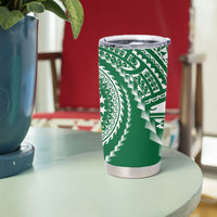 Cook Islands Gospel Day Tumbler Cup Green Tribal Curves LT05 - Polynesian Pride