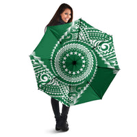 Cook Islands Gospel Day Umbrella Green Tribal Curves LT05 - Polynesian Pride