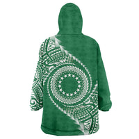 Cook Islands Gospel Day Wearable Blanket Hoodie Green Tribal Curves LT05 - Polynesian Pride