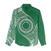 Cook Islands Gospel Day Women Casual Shirt Green Tribal Curves LT05 - Polynesian Pride