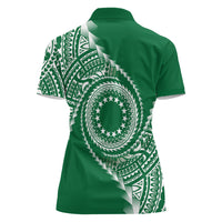 Cook Islands Gospel Day Women Polo Shirt Green Tribal Curves LT05 - Polynesian Pride