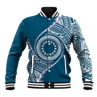 Cook Islands Gospel Day Baseball Jacket Blue Tribal Curves LT05 Unisex Blue - Polynesian Pride