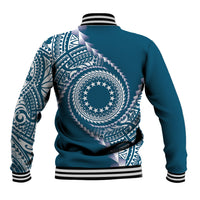 Cook Islands Gospel Day Baseball Jacket Blue Tribal Curves LT05 - Polynesian Pride