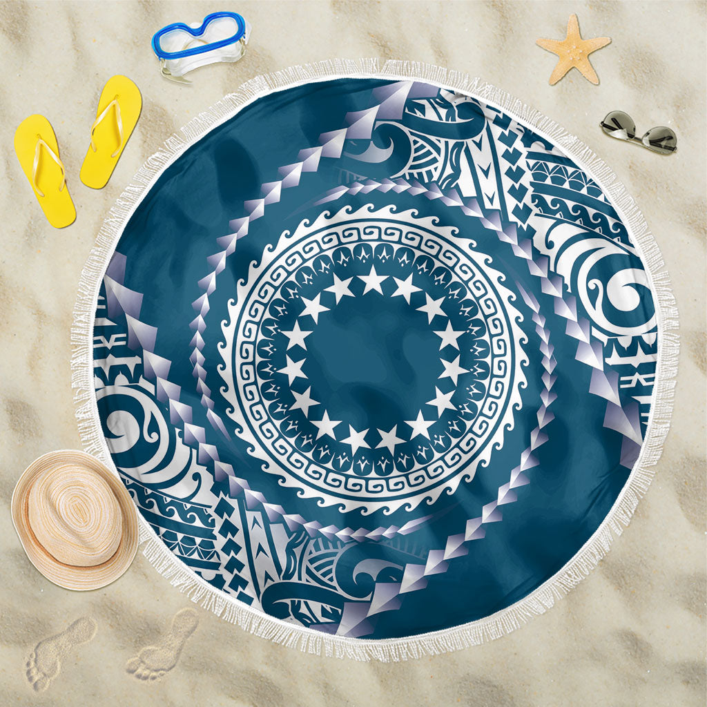 Cook Islands Gospel Day Beach Blanket Blue Tribal Curves LT05 One Size 150cm Blue - Polynesian Pride