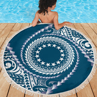 Cook Islands Gospel Day Beach Blanket Blue Tribal Curves LT05 - Polynesian Pride