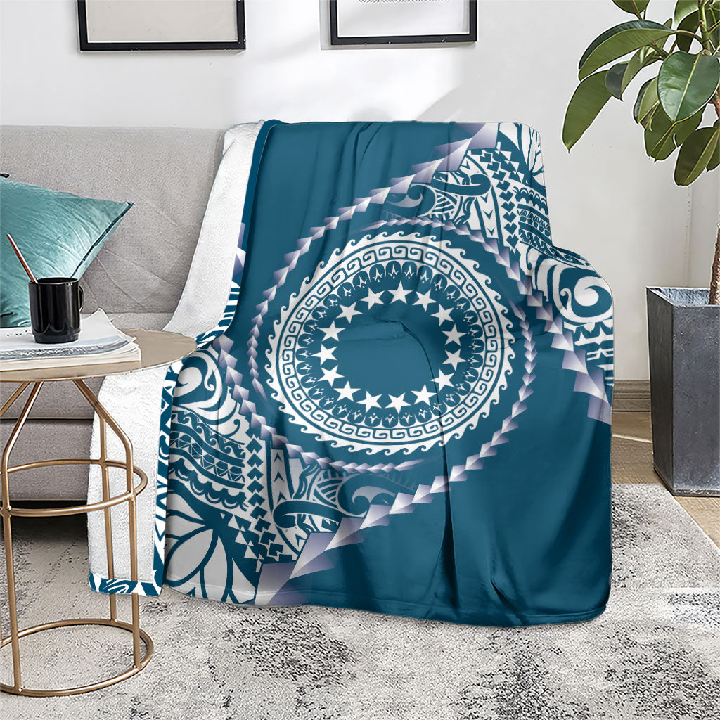 Cook Islands Gospel Day Blanket Blue Tribal Curves