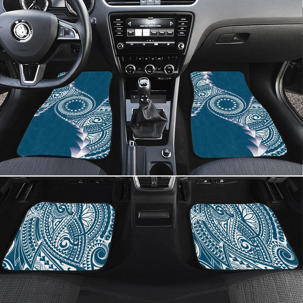 Cook Islands Gospel Day Car Mats Blue Tribal Curves LT05 Set 4pcs Blue - Polynesian Pride