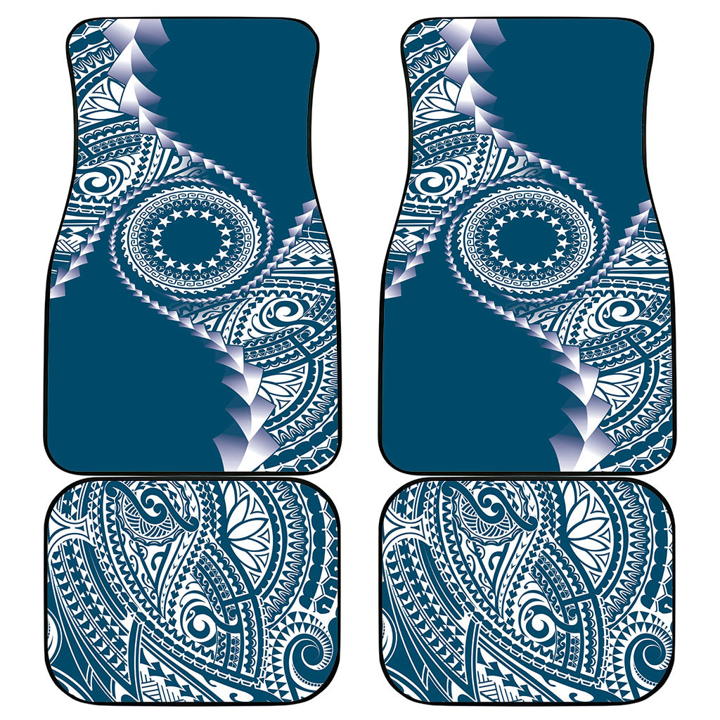 Cook Islands Gospel Day Car Mats Blue Tribal Curves LT05 - Polynesian Pride