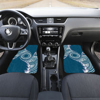 Cook Islands Gospel Day Car Mats Blue Tribal Curves LT05 Set 2pcs - Front Blue - Polynesian Pride