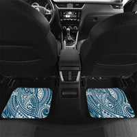 Cook Islands Gospel Day Car Mats Blue Tribal Curves LT05 Set 2pcs - Back Blue - Polynesian Pride