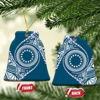 Cook Islands Gospel Day Ceramic Ornament Blue Tribal Curves