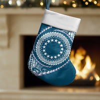 Cook Islands Gospel Day Christmas Stocking Blue Tribal Curves LT05 Set of 2 Blue - Polynesian Pride