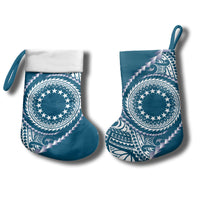 Cook Islands Gospel Day Christmas Stocking Blue Tribal Curves LT05 - Polynesian Pride