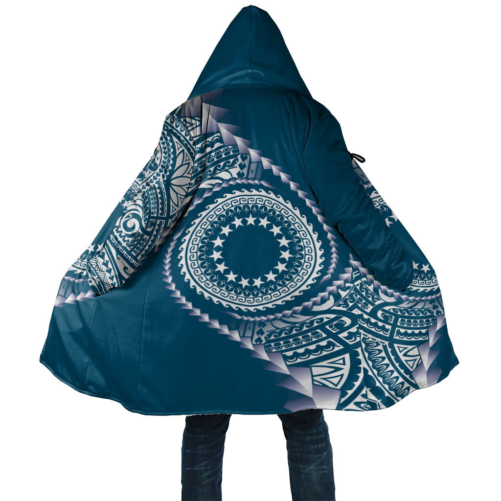 Cook Islands Gospel Day Cloak Blue Tribal Curves LT05 Unisex Blue - Polynesian Pride