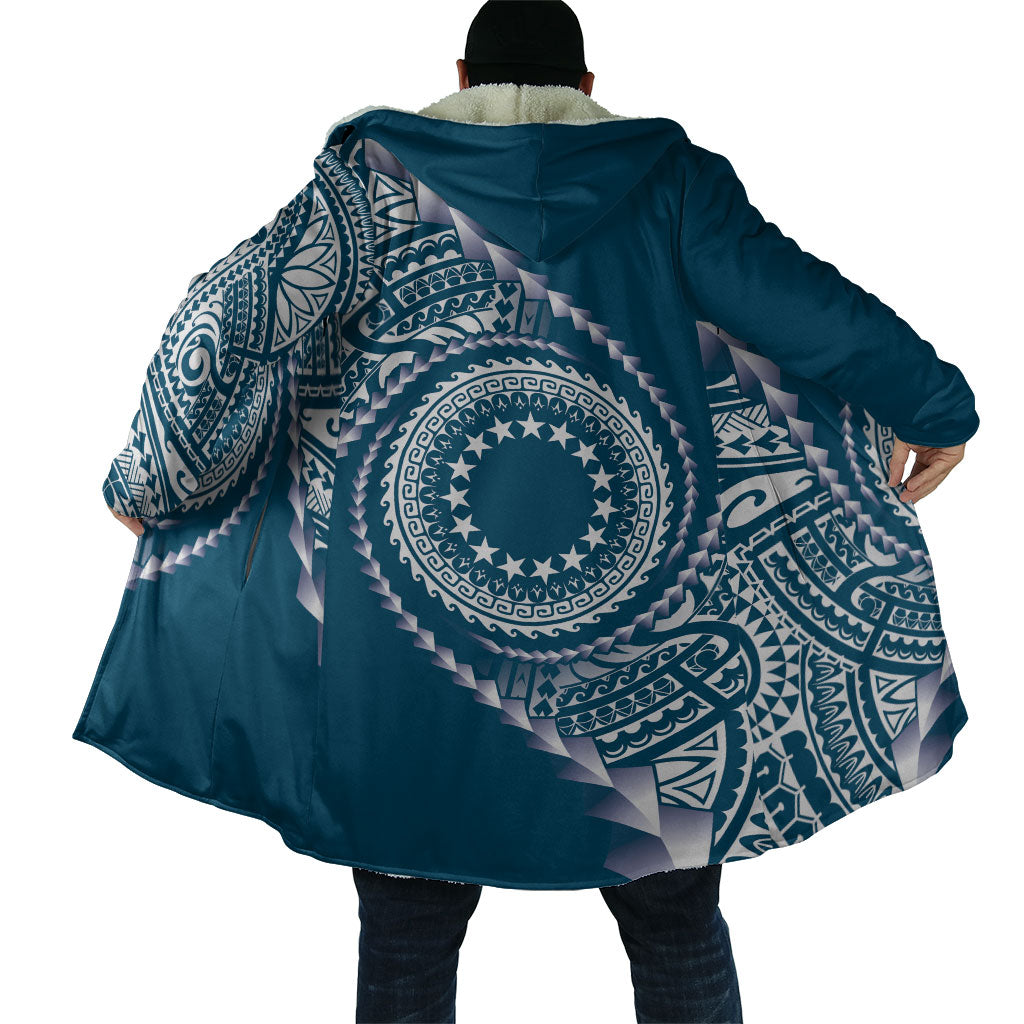 Cook Islands Gospel Day Cloak Blue Tribal Curves LT05 - Polynesian Pride