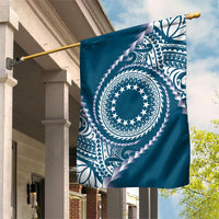 Cook Islands Gospel Day Garden Flag Blue Tribal Curves LT05 House Flag Blue - Polynesian Pride