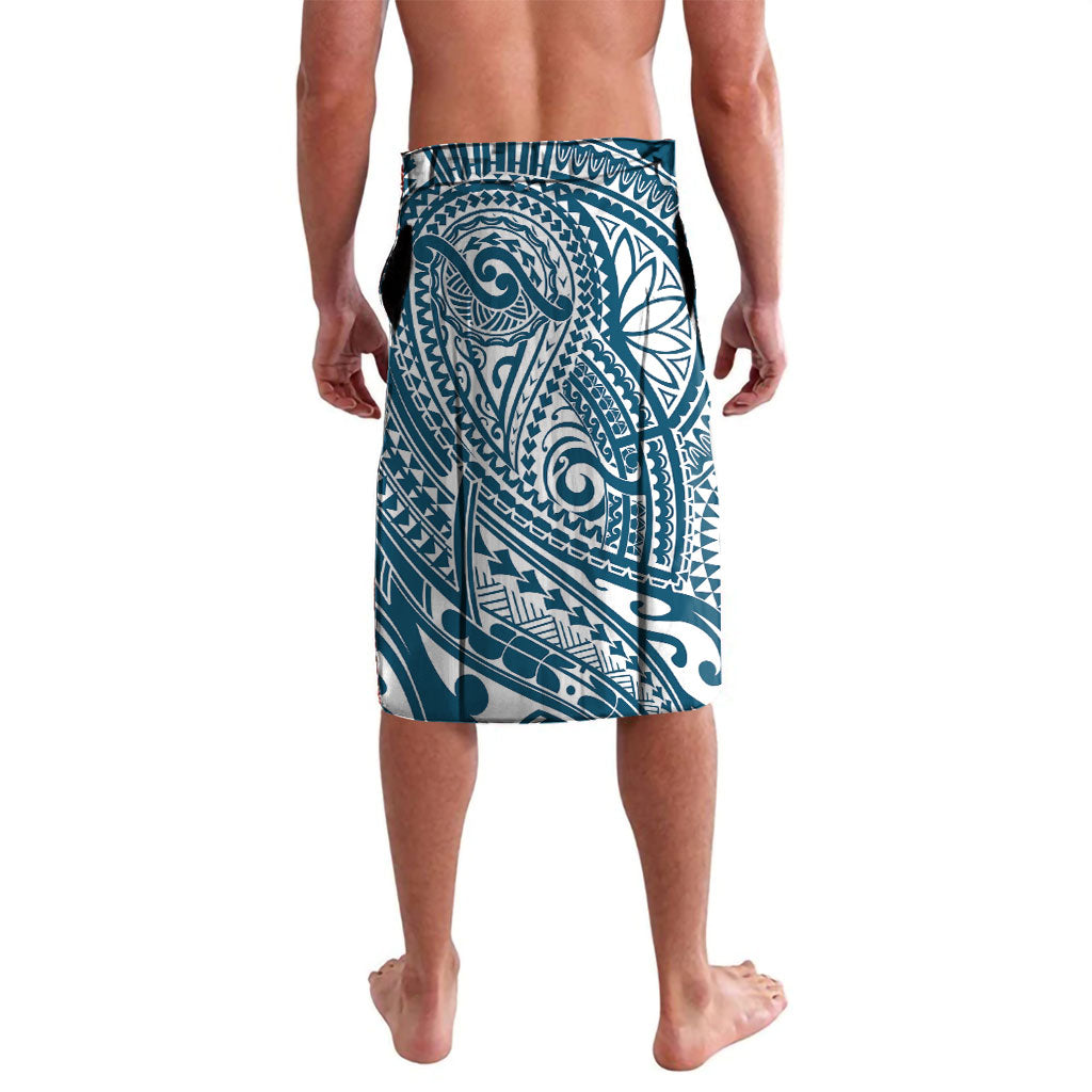 Cook Islands Gospel Day Lavalava Blue Tribal Curves