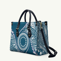 Cook Islands Gospel Day Leather Bag Blue Tribal Curves LT05 Blue - Polynesian Pride