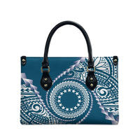 Cook Islands Gospel Day Leather Bag Blue Tribal Curves LT05 - Polynesian Pride