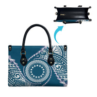 Cook Islands Gospel Day Leather Bag Blue Tribal Curves LT05 - Polynesian Pride