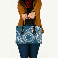 Cook Islands Gospel Day Leather Bag Blue Tribal Curves LT05 - Polynesian Pride