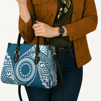 Cook Islands Gospel Day Leather Bag Blue Tribal Curves LT05 - Polynesian Pride