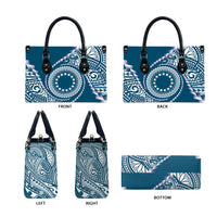 Cook Islands Gospel Day Leather Bag Blue Tribal Curves LT05 - Polynesian Pride