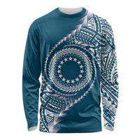 Cook Islands Gospel Day Long Sleeve Shirt Blue Tribal Curves LT05 Unisex Blue - Polynesian Pride