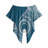 Cook Islands Gospel Day Off Shoulder Wrap Waist Top Blue Tribal Curves LT05 - Polynesian Pride