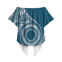 Cook Islands Gospel Day Off Shoulder Wrap Waist Top Blue Tribal Curves LT05 - Polynesian Pride